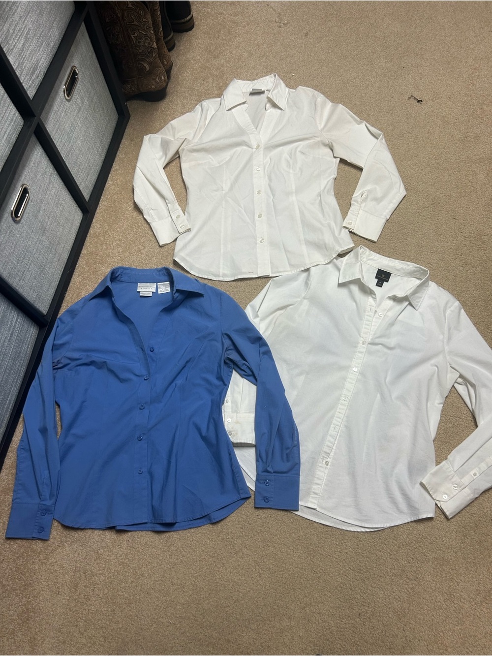 Worthington White and Blue Button-Up Dress Shirts - Set of 3